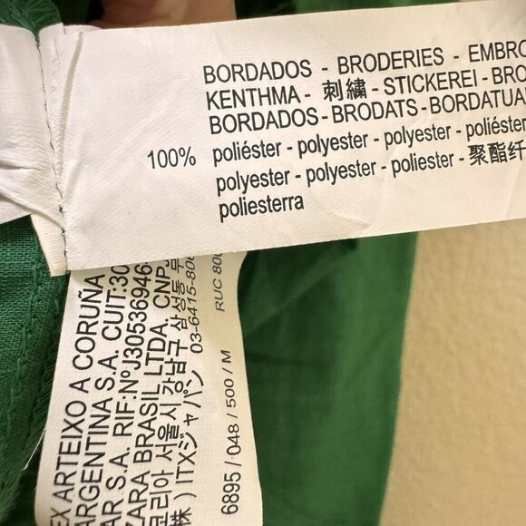 Zara Medium Boho Oversized Boxy Embroidered Slouchy Comfy Grunge Blouse Green - Picture 6 of 8